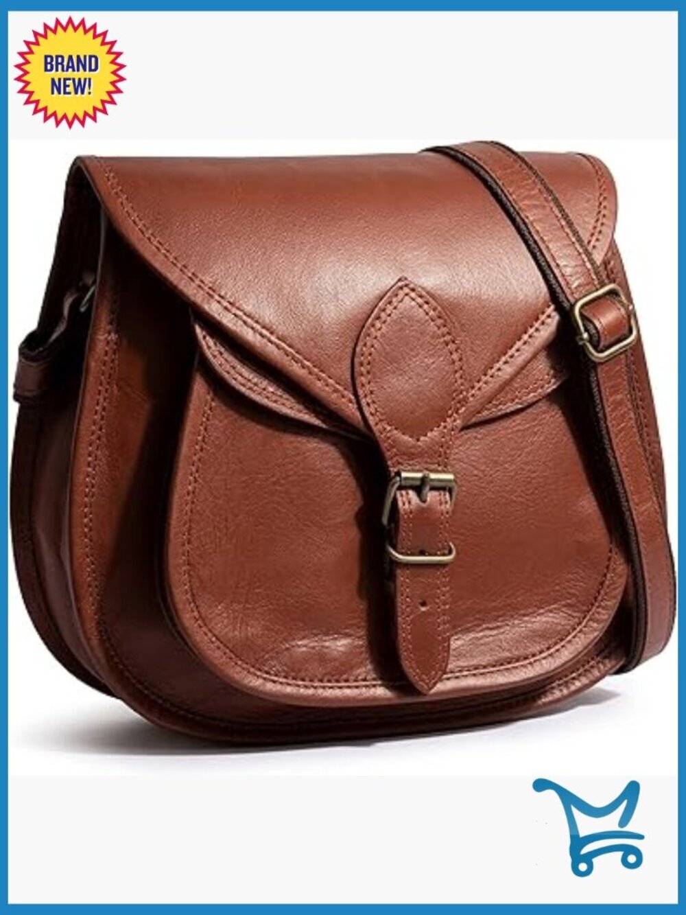 Leather Crossbody Satchel Bag Vintage Purse Adjustable Strap Lightweight
